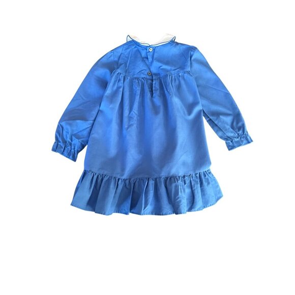 Polly Flinders Smocked Toddler Dress T4 Blue Long Sleeve Balloon Motif - Picture 5 of 5